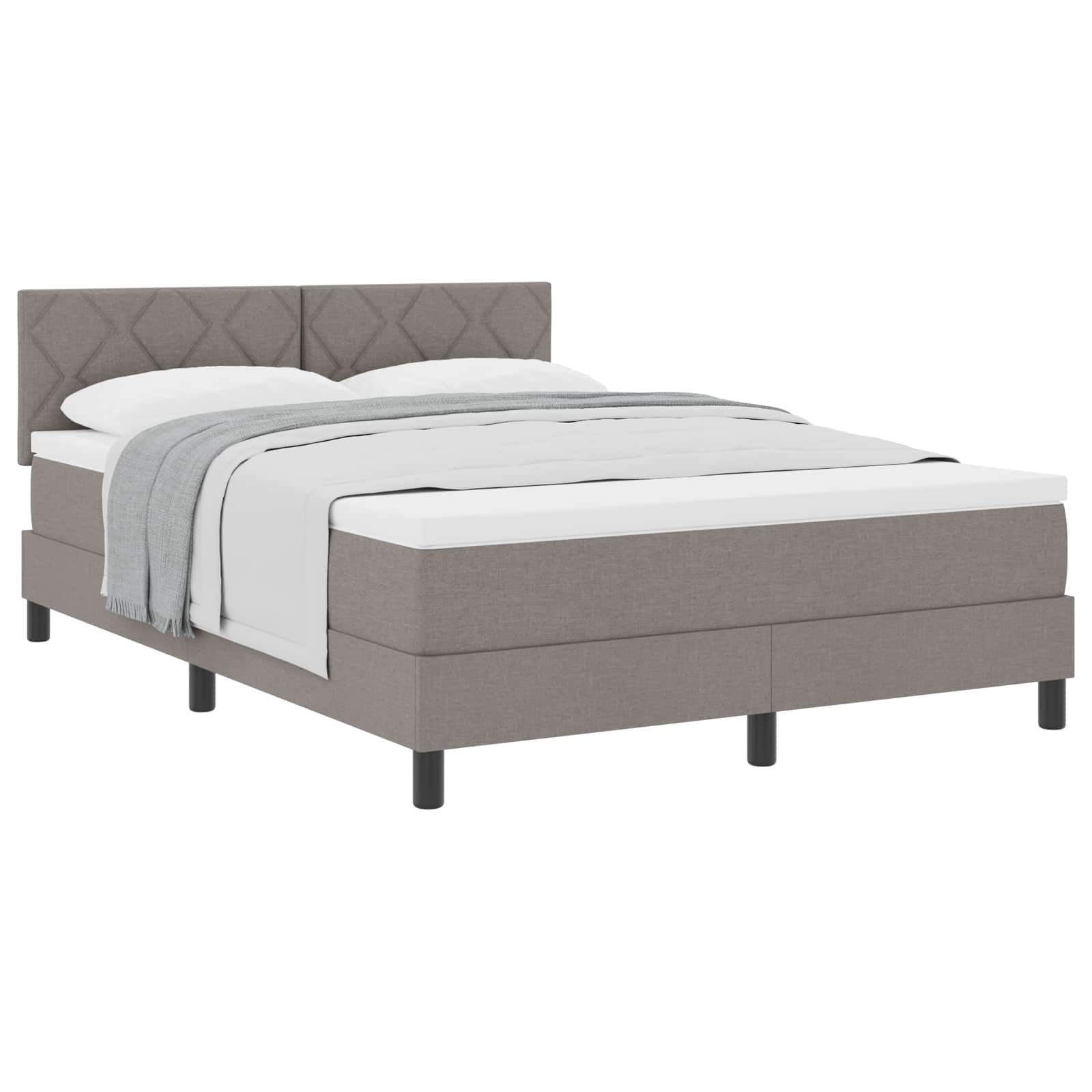 Κρεβάτι με ελατήρια με κεφαλάρι Taupe 140 x 200 cm ύφασμα - Pakobazaar