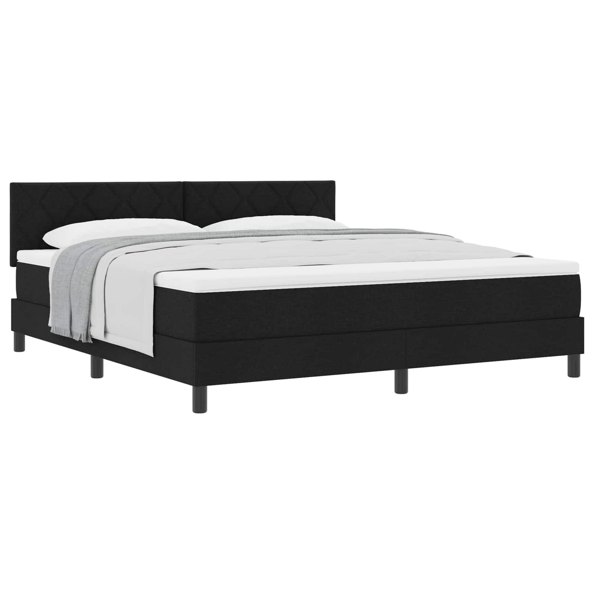Κρεβάτι με ελατήρια με κεφαλάρι Μαύρο 180 x 200 cm ύφασμα - Pakobazaar
