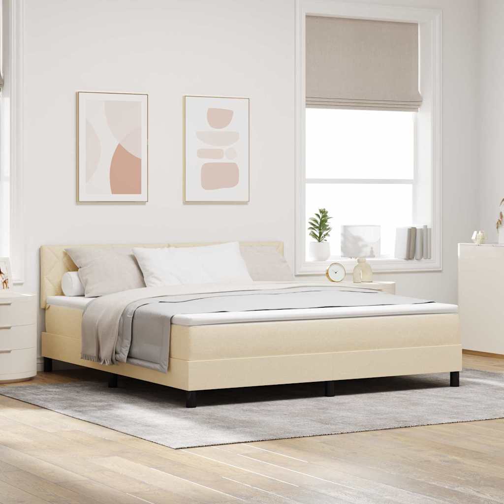 Κρεβάτι με ελατήρια με μαξιλάρι Κρεμ 180 x 200 cm ύφασμα - Pakobazaar