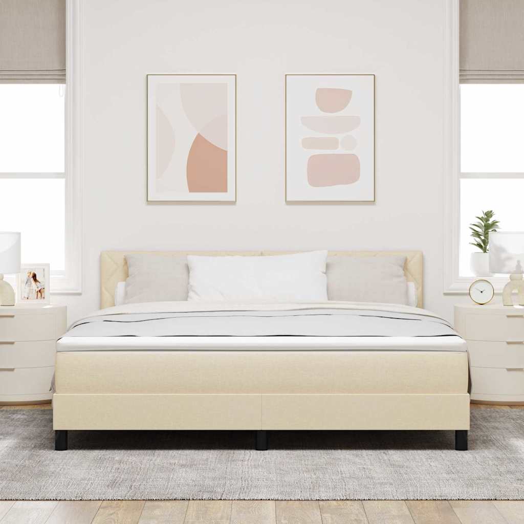 Κρεβάτι με ελατήρια με μαξιλάρι Κρεμ 180 x 200 cm ύφασμα - Pakobazaar