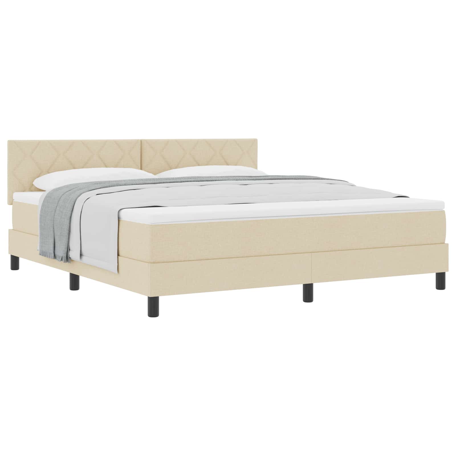 Κρεβάτι με ελατήρια με μαξιλάρι Κρεμ 180 x 200 cm ύφασμα - Pakobazaar