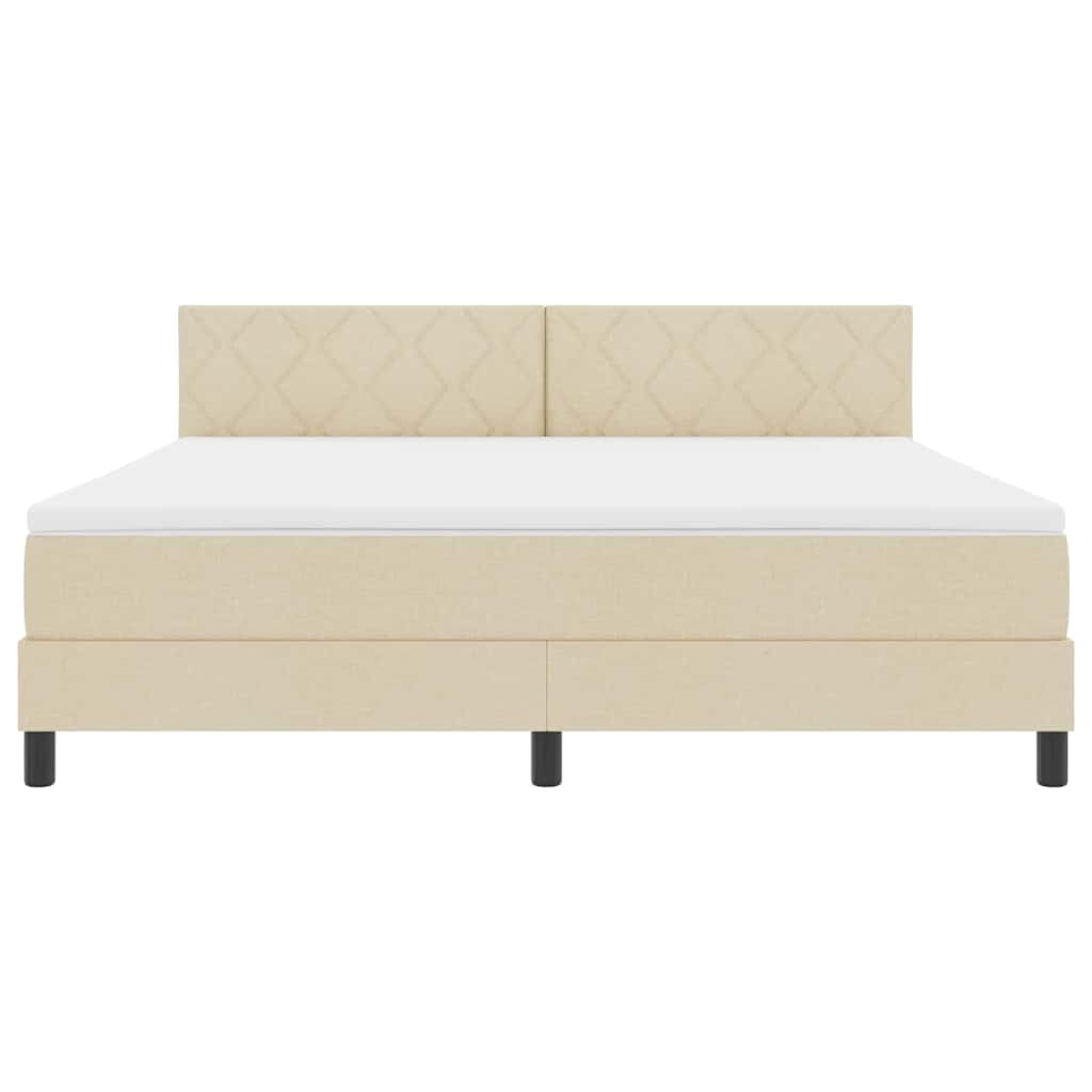 Κρεβάτι με ελατήρια με μαξιλάρι Κρεμ 180 x 200 cm ύφασμα - Pakobazaar