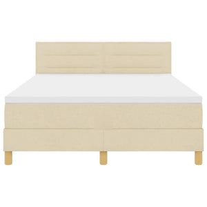 Κρεβάτι με ελατήρια με στρώμα Κρεμ 140 x 190 cm ύφασμα - Pakobazaar
