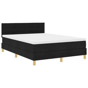 Κρεβάτι με ελατήρια με στρώμα Μαύρο 160 x 200 cm ύφασμα - Pakobazaar
