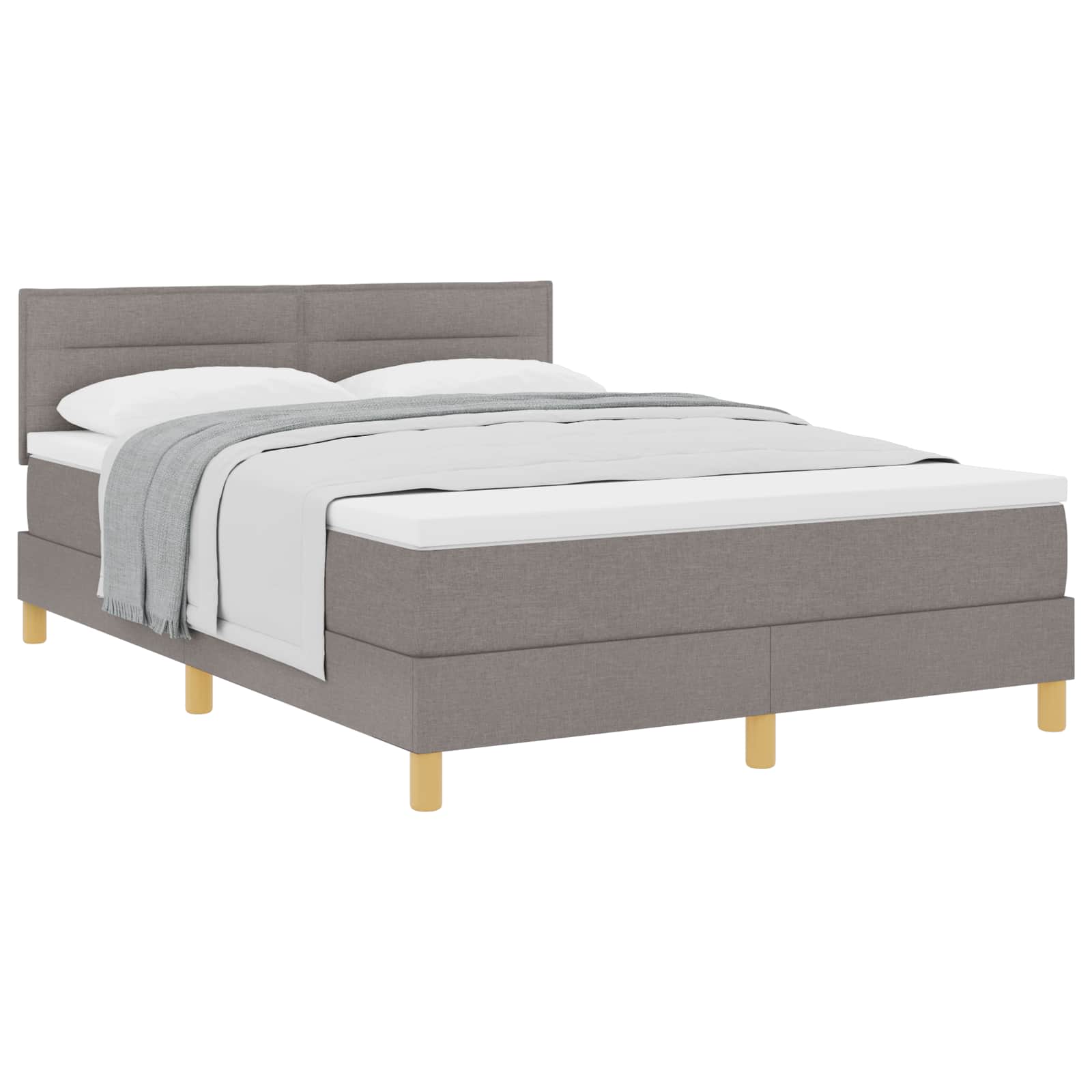 Κρεβάτι με ελατήρια με στρώμα Taupe 160 x 200 cm ύφασμα - Pakobazaar
