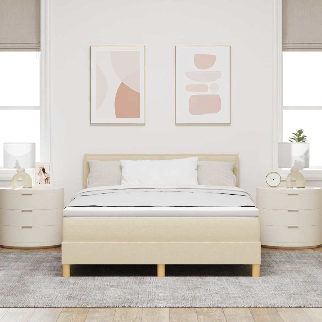 Κρεβάτι με ελατήρια με μαξιλάρι Κρεμ 160 x 200 cm ύφασμα - Pakobazaar