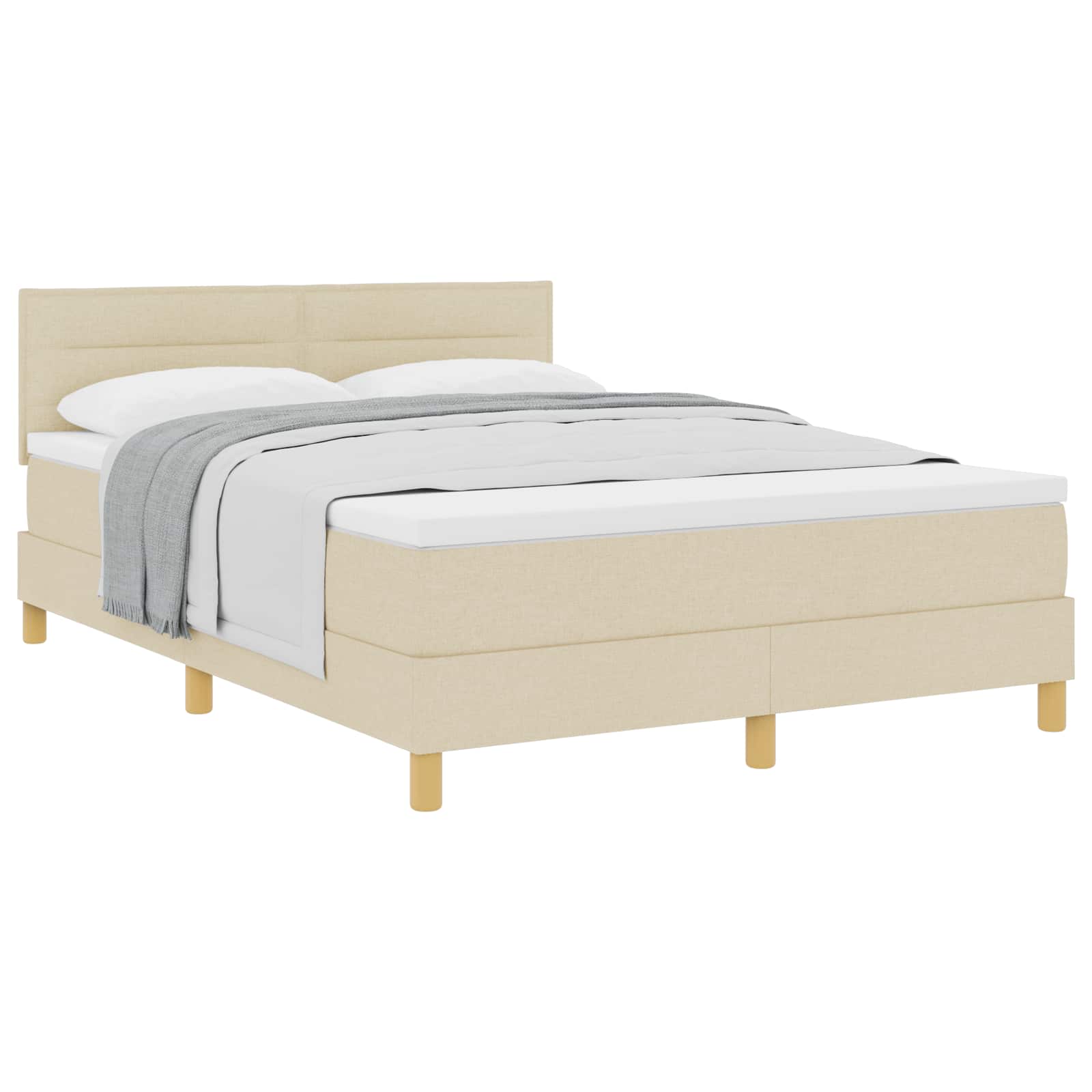 Κρεβάτι με ελατήρια με μαξιλάρι Κρεμ 160 x 200 cm ύφασμα - Pakobazaar