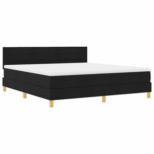 Κρεβάτι με ελατήρια με στρώμα Μαύρο 180 x 200 cm ύφασμα - Pakobazaar