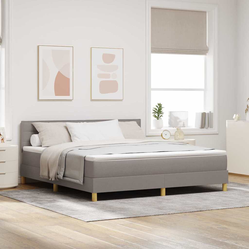Κρεβάτι με ελατήρια με στρώμα Taupe 180 x 200 cm ύφασμα - Pakobazaar