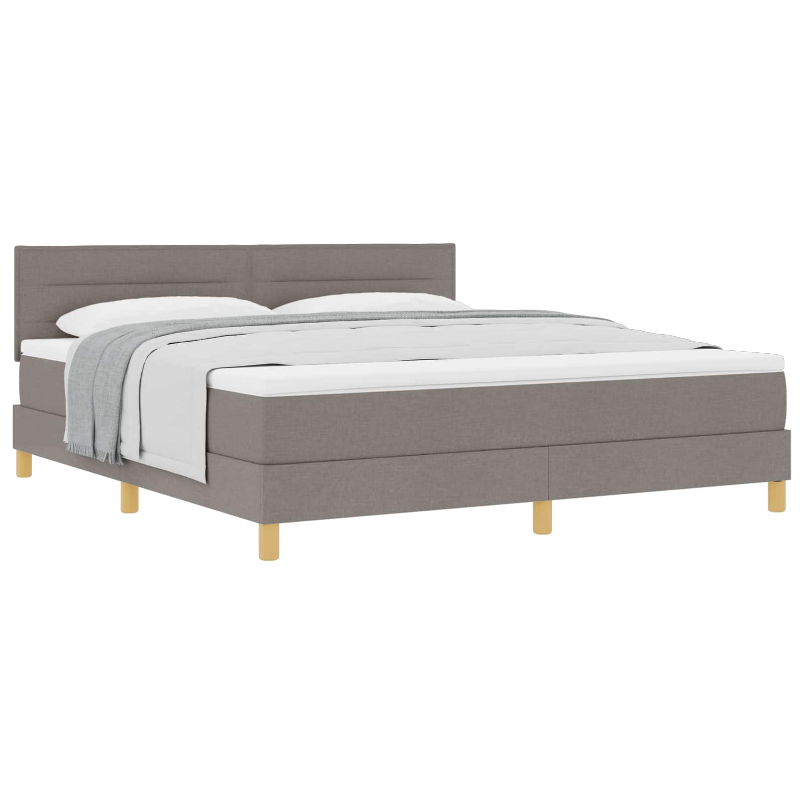 Κρεβάτι με ελατήρια με στρώμα Taupe 180 x 200 cm ύφασμα - Pakobazaar