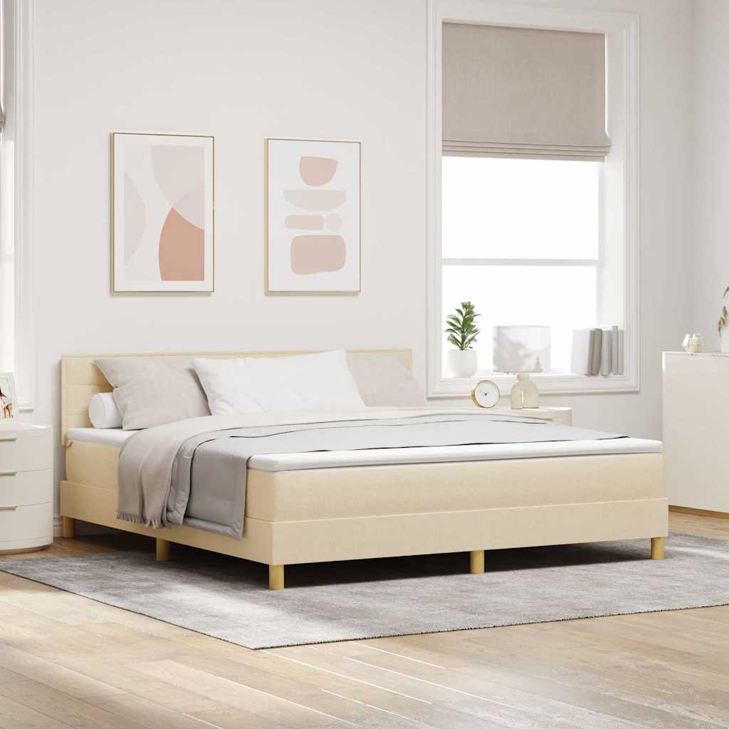Κρεβάτι με ελατήρια με στρώμα Κρεμ 180 x 200 cm ύφασμα - Pakobazaar
