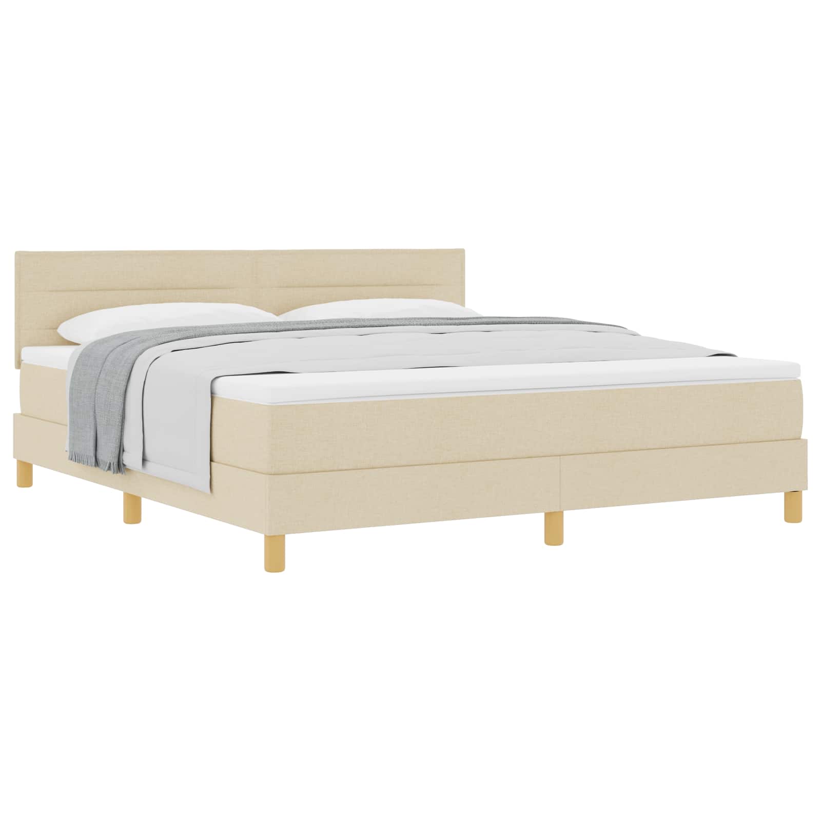 Κρεβάτι με ελατήρια με στρώμα Κρεμ 180 x 200 cm ύφασμα - Pakobazaar