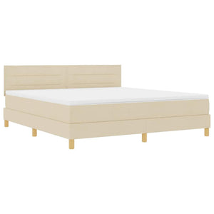 Κρεβάτι με ελατήρια με μαξιλάρι Κρεμ 180 x 200 cm ύφασμα - Pakobazaar