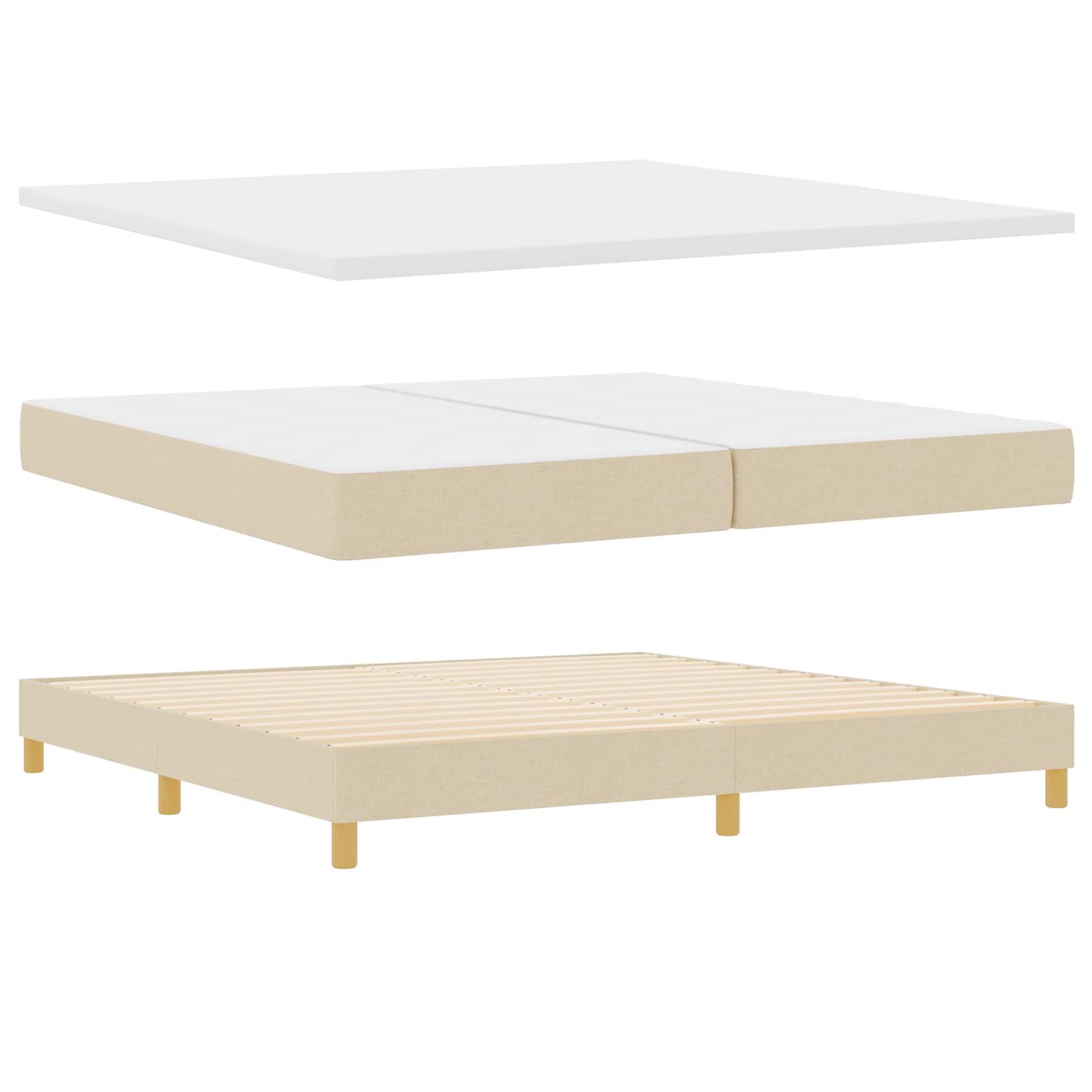 Κρεβάτι με ελατήρια με μαξιλάρι Κρεμ 200 x 200 cm ύφασμα - Pakobazaar