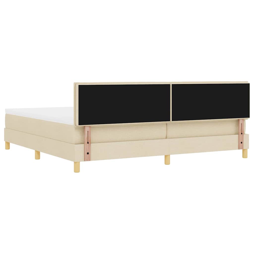 Κρεβάτι με ελατήρια με στρώμα Κρεμ 200 x 200 cm ύφασμα - Pakobazaar