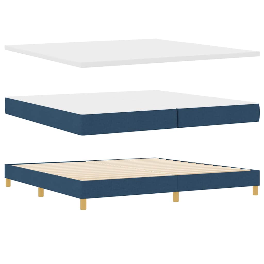 Κρεβάτι με ελατήρια με μαξιλάρι Μπλε 200 x 200 cm ύφασμα - Pakobazaar