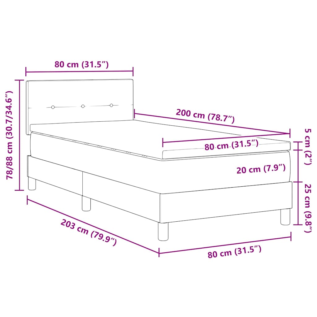 Κρεβάτι με ελατήρια με μαξιλάρι Taupe 80 x 200 cm ύφασμα - Pakobazaar