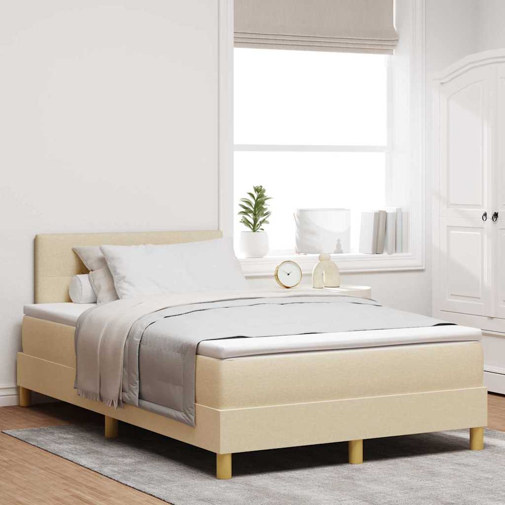 Κρεβάτι με ελατήρια με μαξιλάρι Κρεμ 120 x 190 cm ύφασμα - Pakobazaar