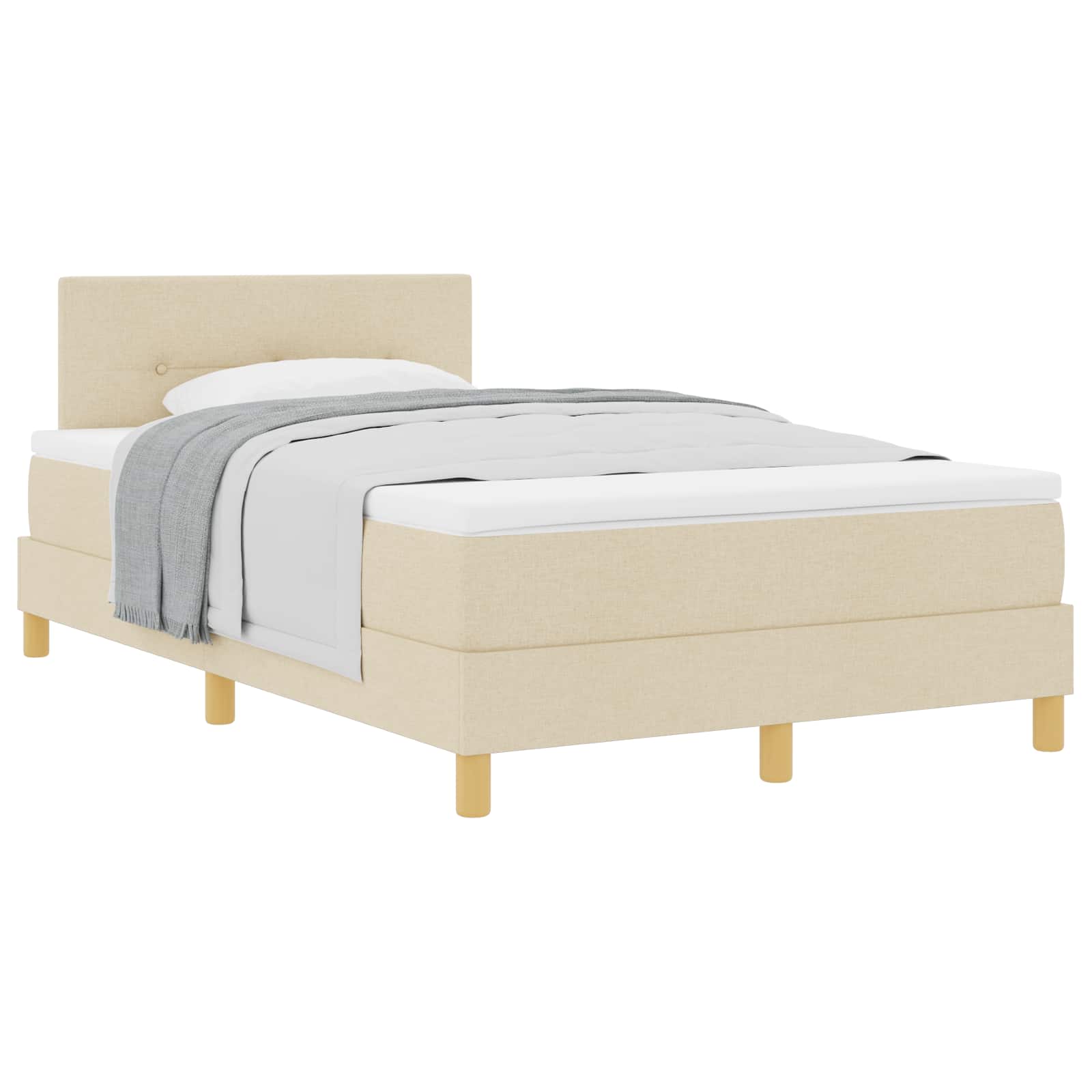 Κρεβάτι με ελατήρια με μαξιλάρι Κρεμ 120 x 190 cm ύφασμα - Pakobazaar