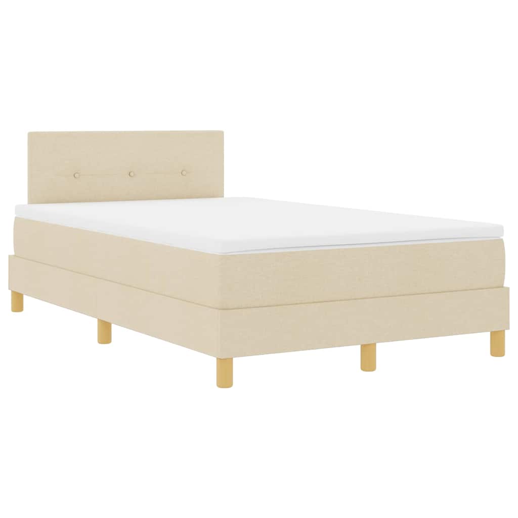 Κρεβάτι με ελατήρια με μαξιλάρι Κρεμ 120 x 190 cm ύφασμα - Pakobazaar