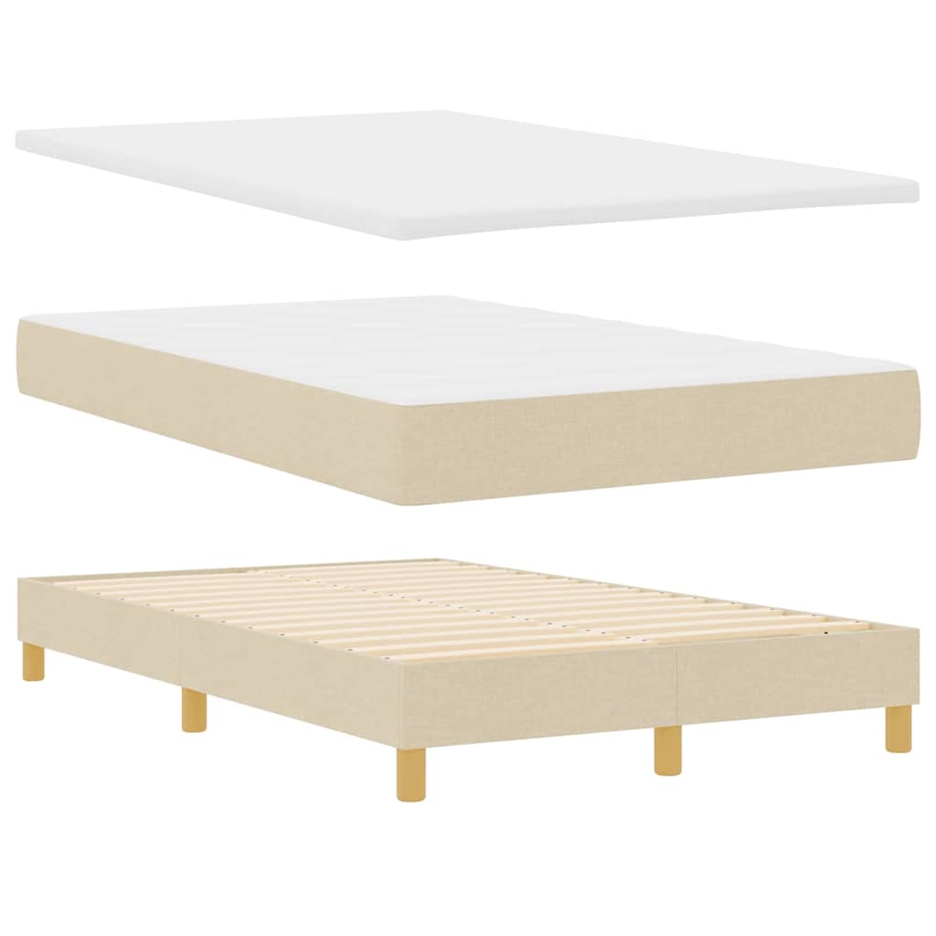 Κρεβάτι με ελατήρια με μαξιλάρι Κρεμ 120 x 190 cm ύφασμα - Pakobazaar