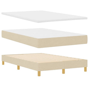 Κρεβάτι με ελατήρια με μαξιλάρι Κρεμ 120 x 190 cm ύφασμα - Pakobazaar