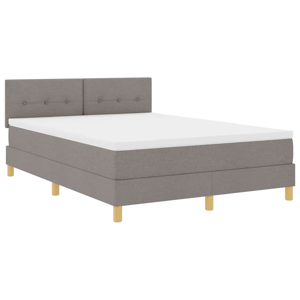Κρεβάτι με ελατήρια με στρώμα Taupe 140 x 190 cm ύφασμα - Pakobazaar