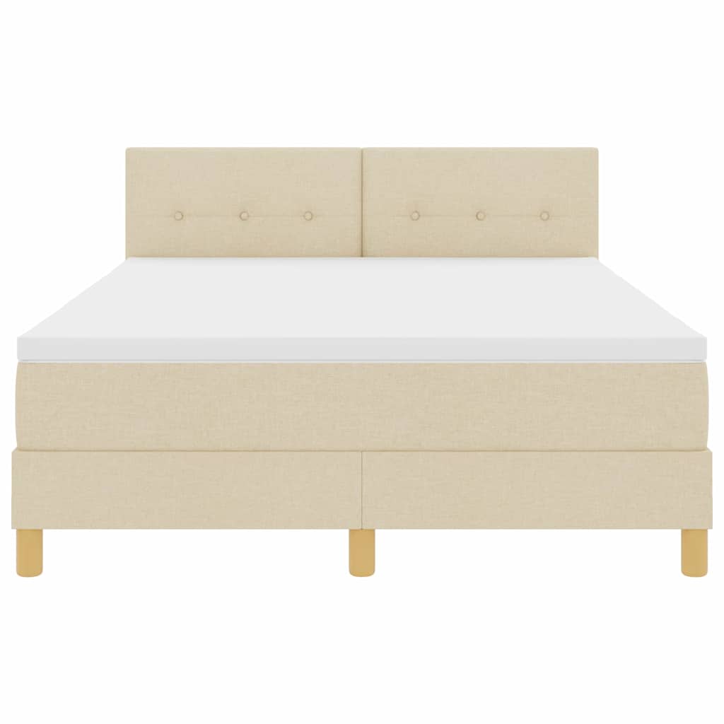 Κρεβάτι με ελατήρια με στρώμα Κρεμ 140 x 190 cm ύφασμα - Pakobazaar