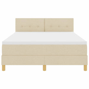 Κρεβάτι με ελατήρια με στρώμα Κρεμ 140 x 190 cm ύφασμα - Pakobazaar