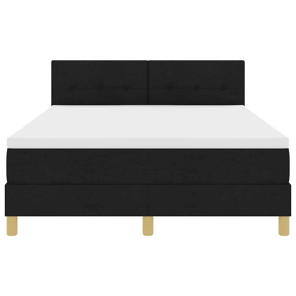 Κρεβάτι με ελατήρια με στρώμα Μαύρο 160 x 200 cm ύφασμα - Pakobazaar