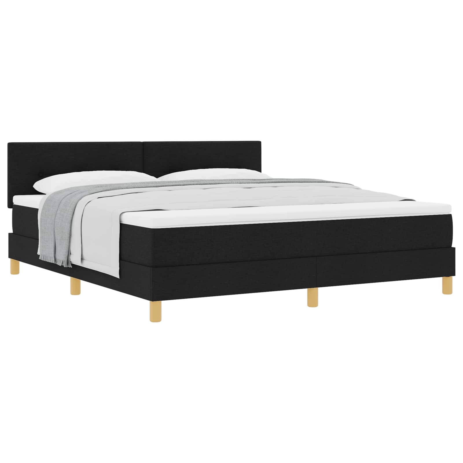 Κρεβάτι με ελατήρια με στρώμα Μαύρο 180 x 200 cm ύφασμα - Pakobazaar
