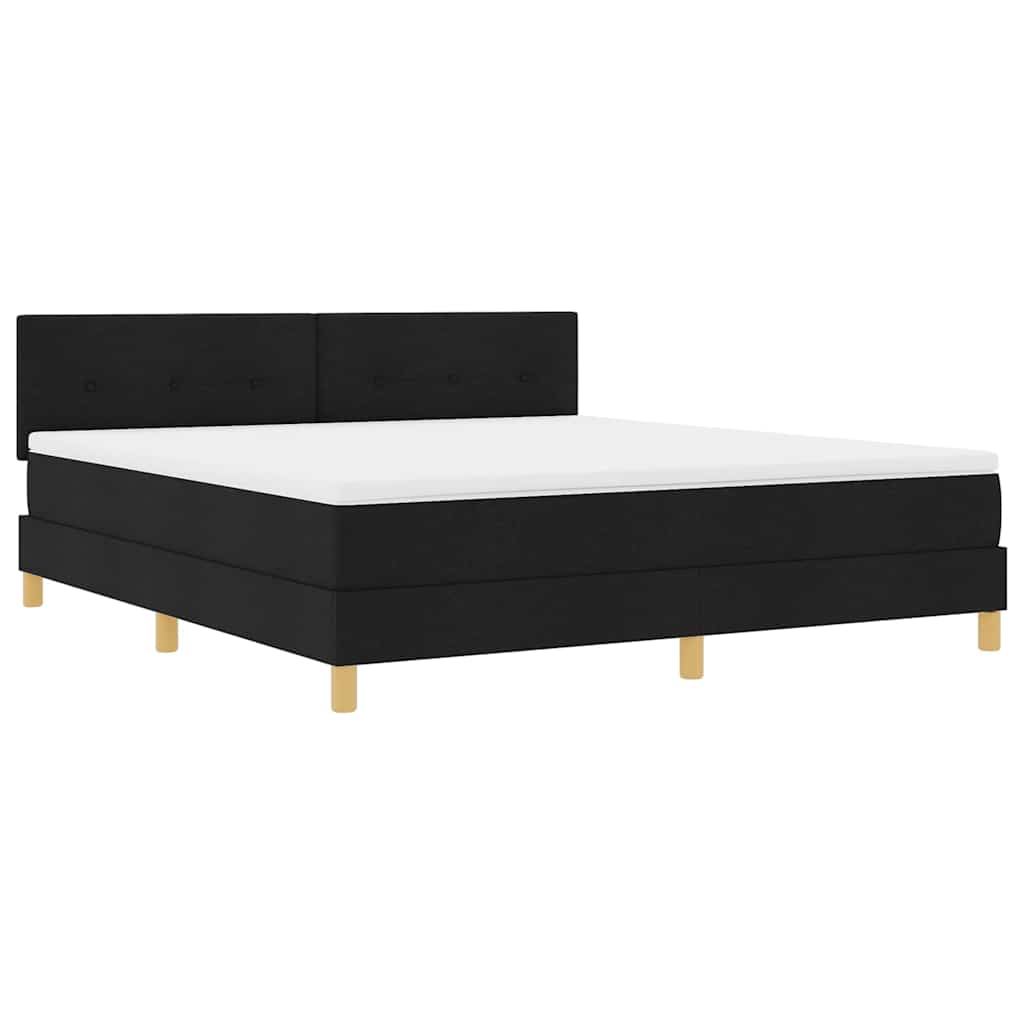 Κρεβάτι με ελατήρια με στρώμα Μαύρο 180 x 200 cm ύφασμα - Pakobazaar