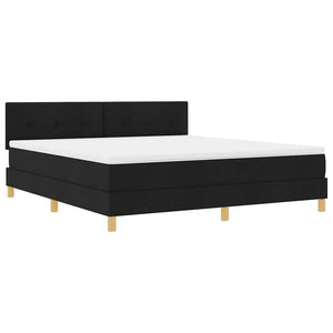 Κρεβάτι με ελατήρια με στρώμα Μαύρο 180 x 200 cm ύφασμα - Pakobazaar