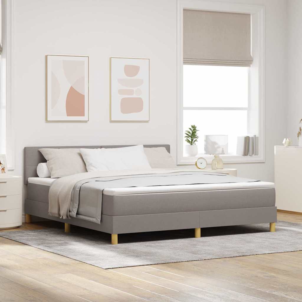 Κρεβάτι με ελατήρια με στρώμα Taupe 180 x 200 cm ύφασμα - Pakobazaar