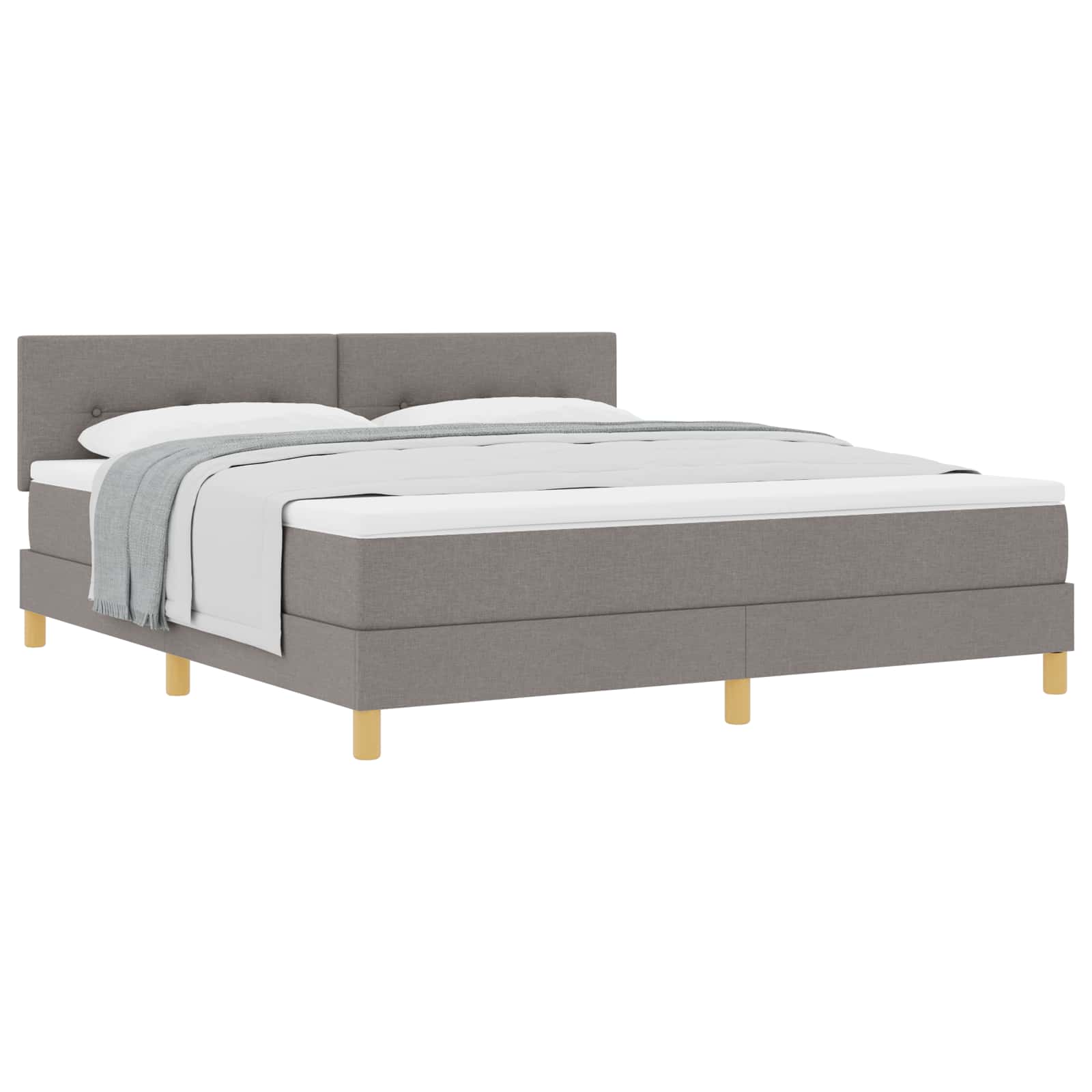 Κρεβάτι με ελατήρια με στρώμα Taupe 180 x 200 cm ύφασμα - Pakobazaar