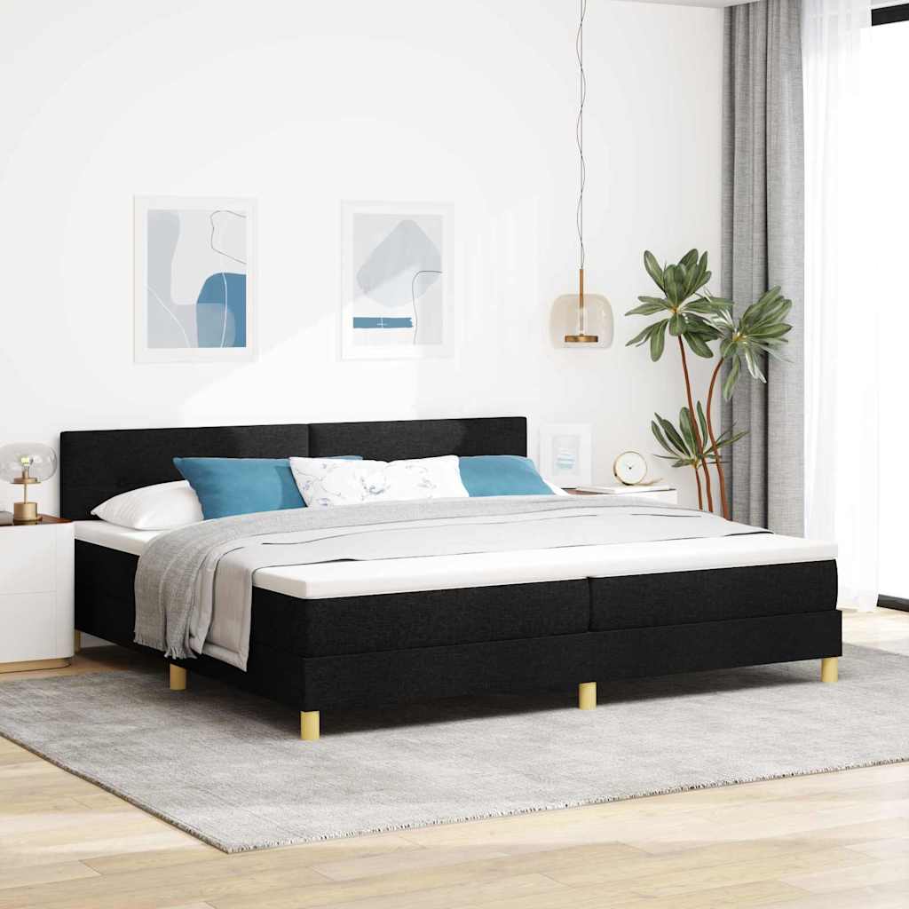 Κρεβάτι με ελατήρια με μαξιλάρι Μαύρο 200 x 200 cm ύφασμα - Pakobazaar