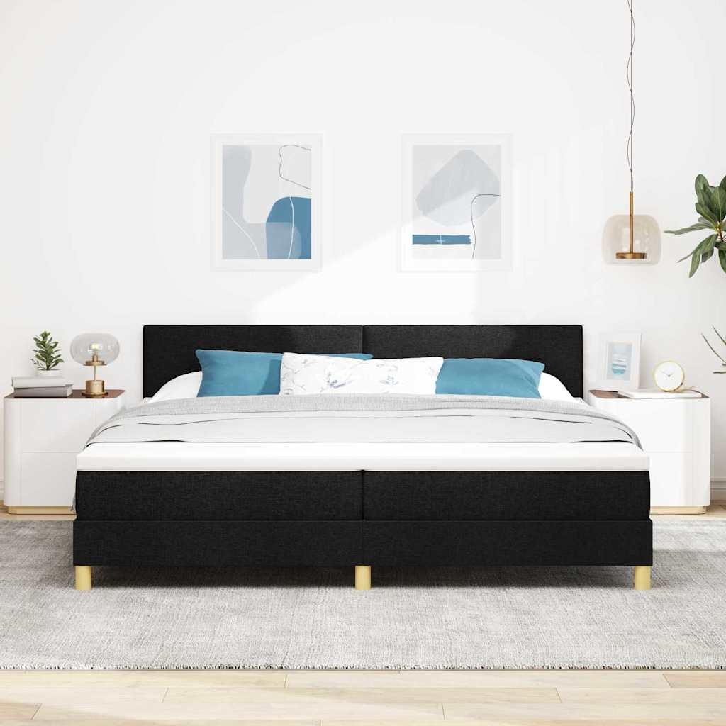 Κρεβάτι με ελατήρια με μαξιλάρι Μαύρο 200 x 200 cm ύφασμα - Pakobazaar