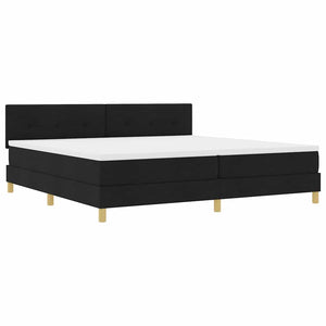 Κρεβάτι με ελατήρια με μαξιλάρι Μαύρο 200 x 200 cm ύφασμα - Pakobazaar