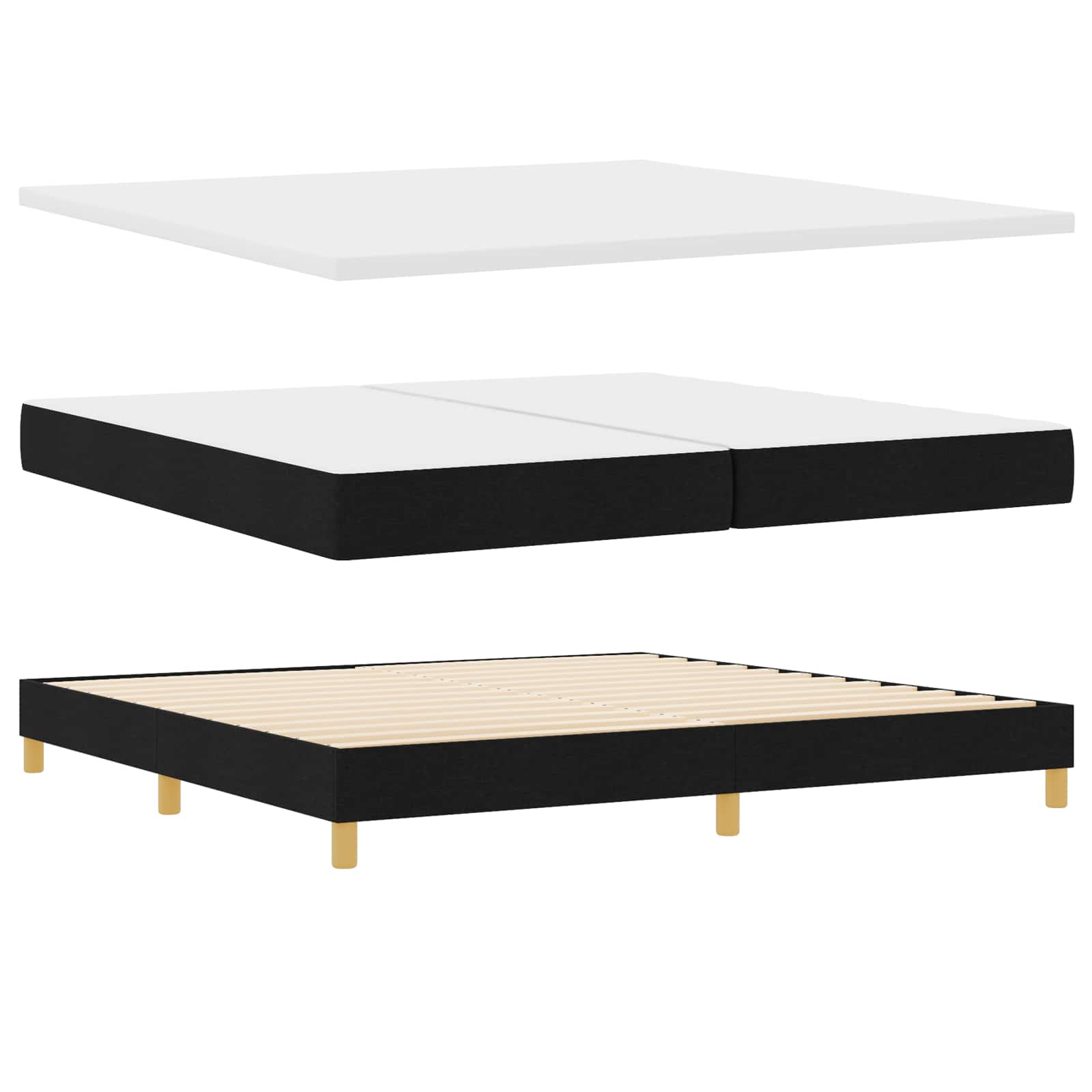 Κρεβάτι με ελατήρια με μαξιλάρι Μαύρο 200 x 200 cm ύφασμα - Pakobazaar