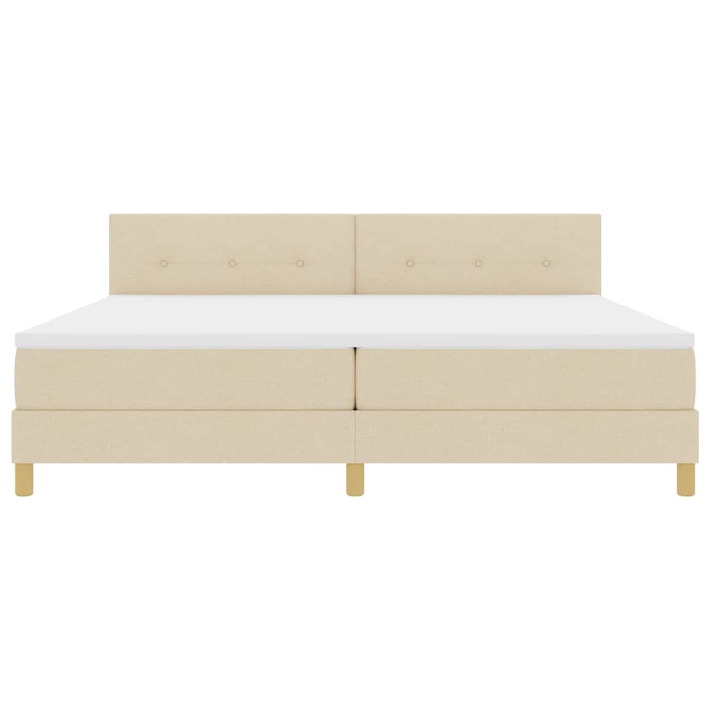 Κρεβάτι με ελατήρια με στρώμα Κρεμ 200 x 200 cm ύφασμα