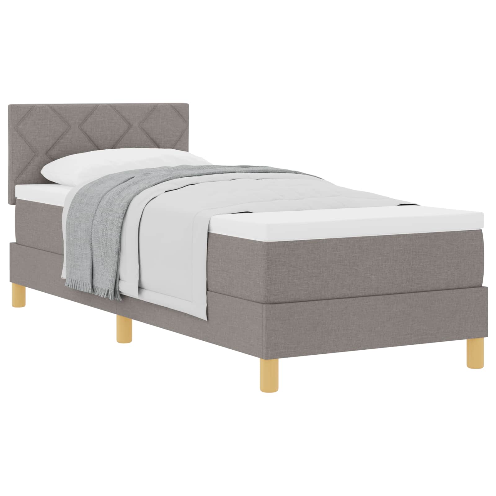 Κρεβάτι με ελατήρια με στρώμα Taupe 80 x 200 cm ύφασμα - Pakobazaar