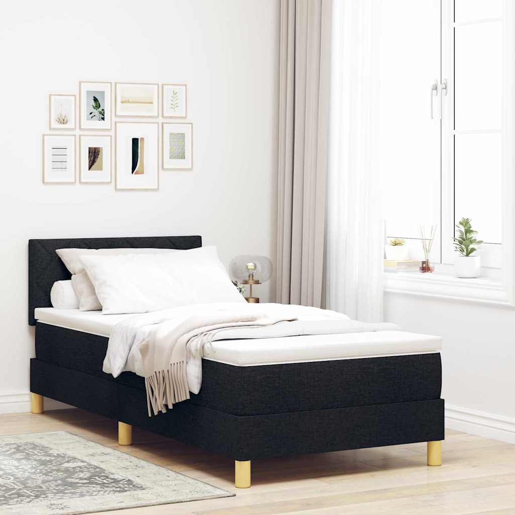 Κρεβάτι με ελατήρια με στρώμα Μαύρο 90 x 190 cm ύφασμα - Pakobazaar