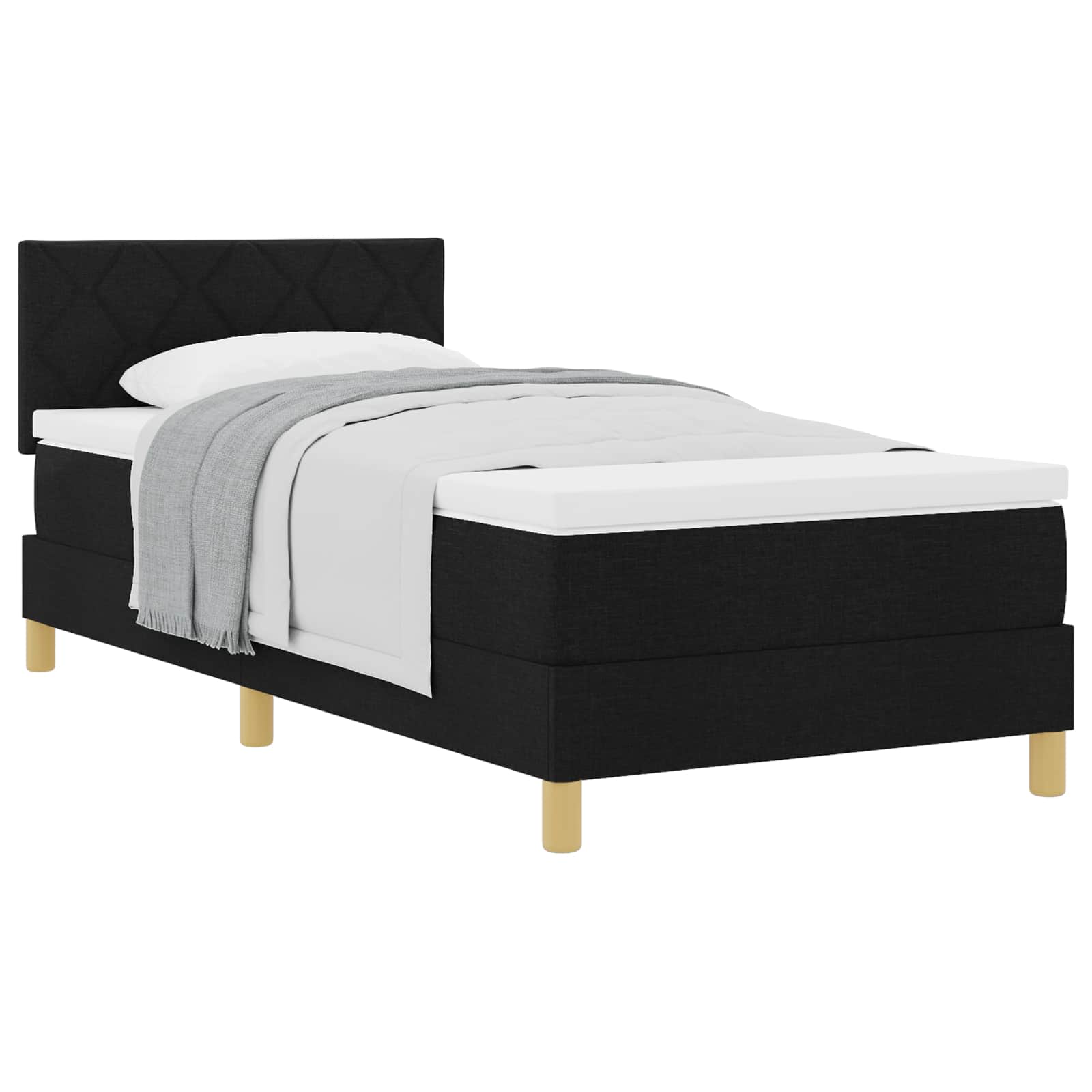 Κρεβάτι με ελατήρια με στρώμα Μαύρο 90 x 190 cm ύφασμα - Pakobazaar