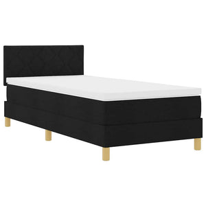 Κρεβάτι με ελατήρια με στρώμα Μαύρο 90 x 190 cm ύφασμα - Pakobazaar