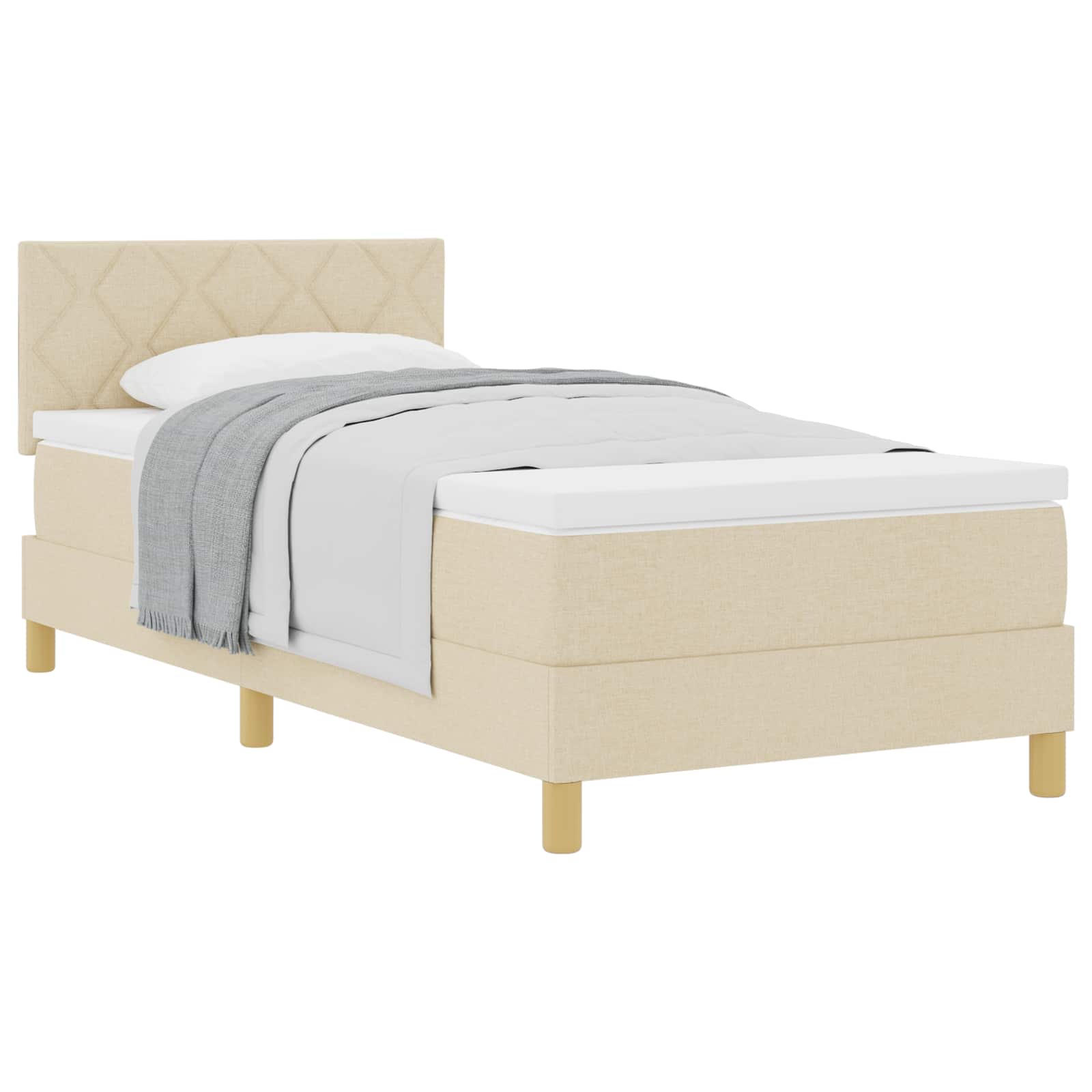 Κρεβάτι με ελατήρια με μαξιλάρι Κρεμ 90 x 190 cm ύφασμα