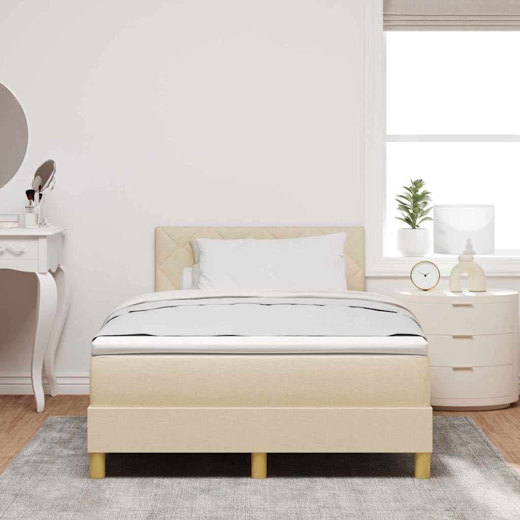 Κρεβάτι με ελατήρια με μαξιλάρι Κρεμ 120 x 200 cm ύφασμα - Pakobazaar