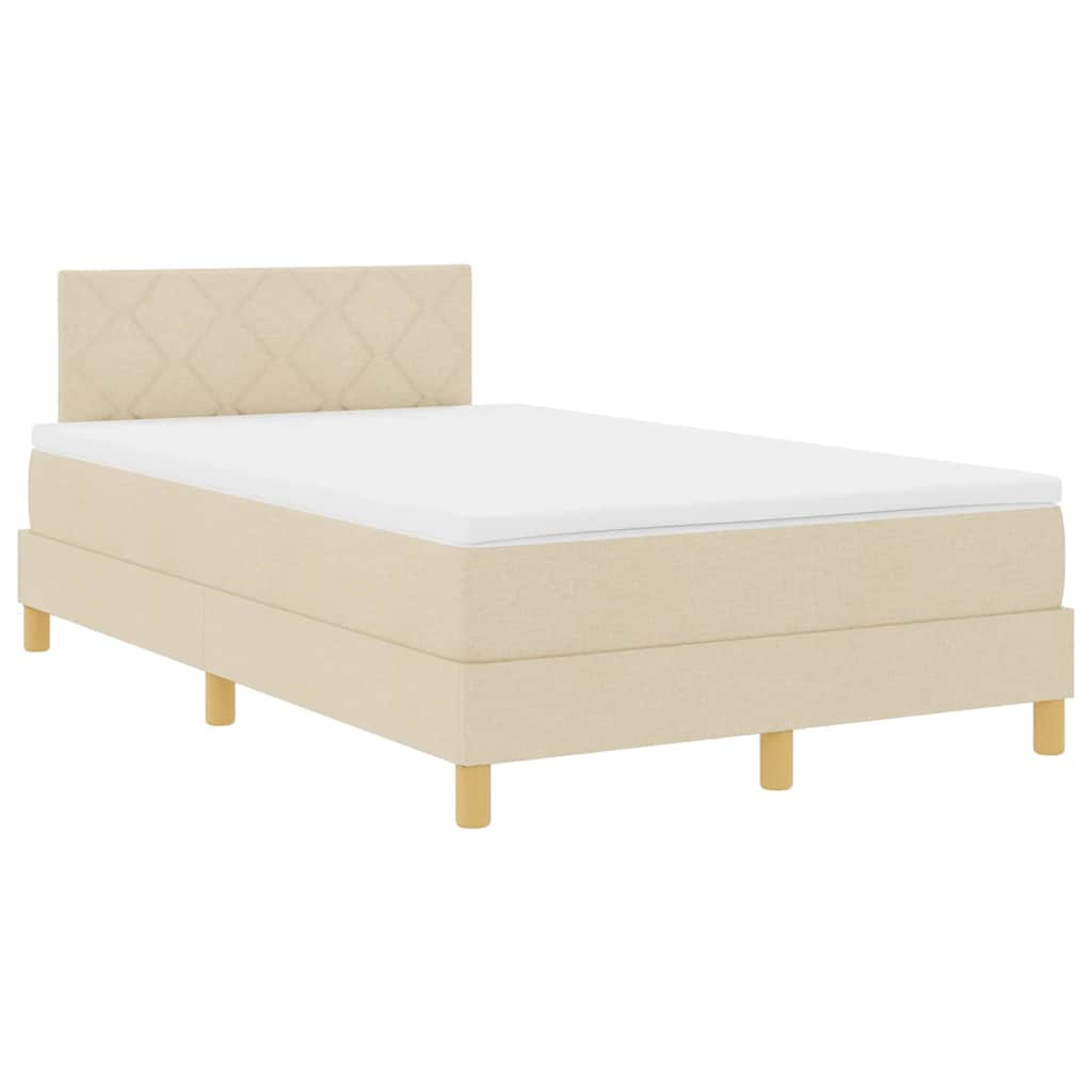Κρεβάτι με ελατήρια με μαξιλάρι Κρεμ 120 x 200 cm ύφασμα - Pakobazaar