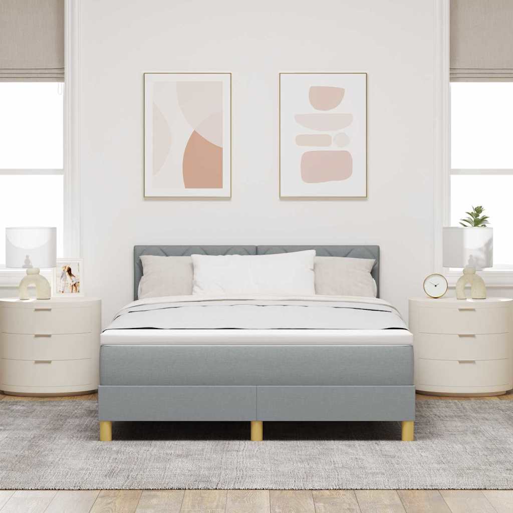 Κρεβάτι με ελατήρια Ανοιχτό γκρι 140 x 190 cm ύφασμα - Pakobazaar
