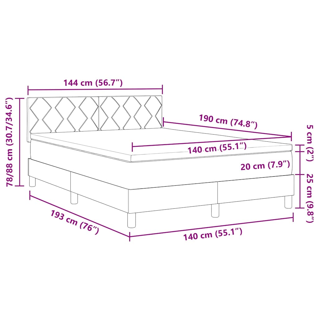 Κρεβάτι με ελατήρια Ανοιχτό γκρι 140 x 190 cm ύφασμα - Pakobazaar