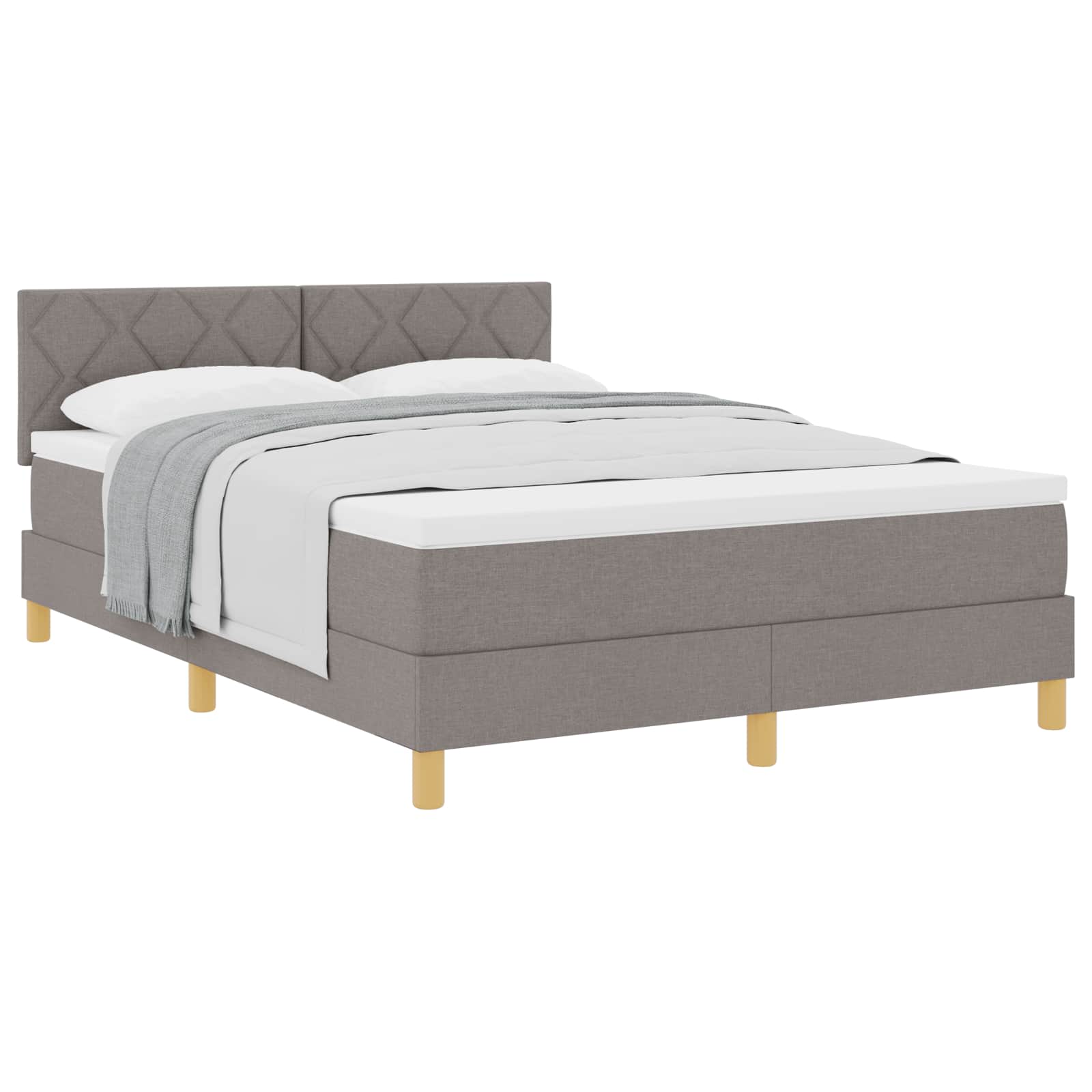 Κρεβάτι με ελατήρια με μαξιλάρι Taupe 140 x 190 cm ύφασμα - Pakobazaar